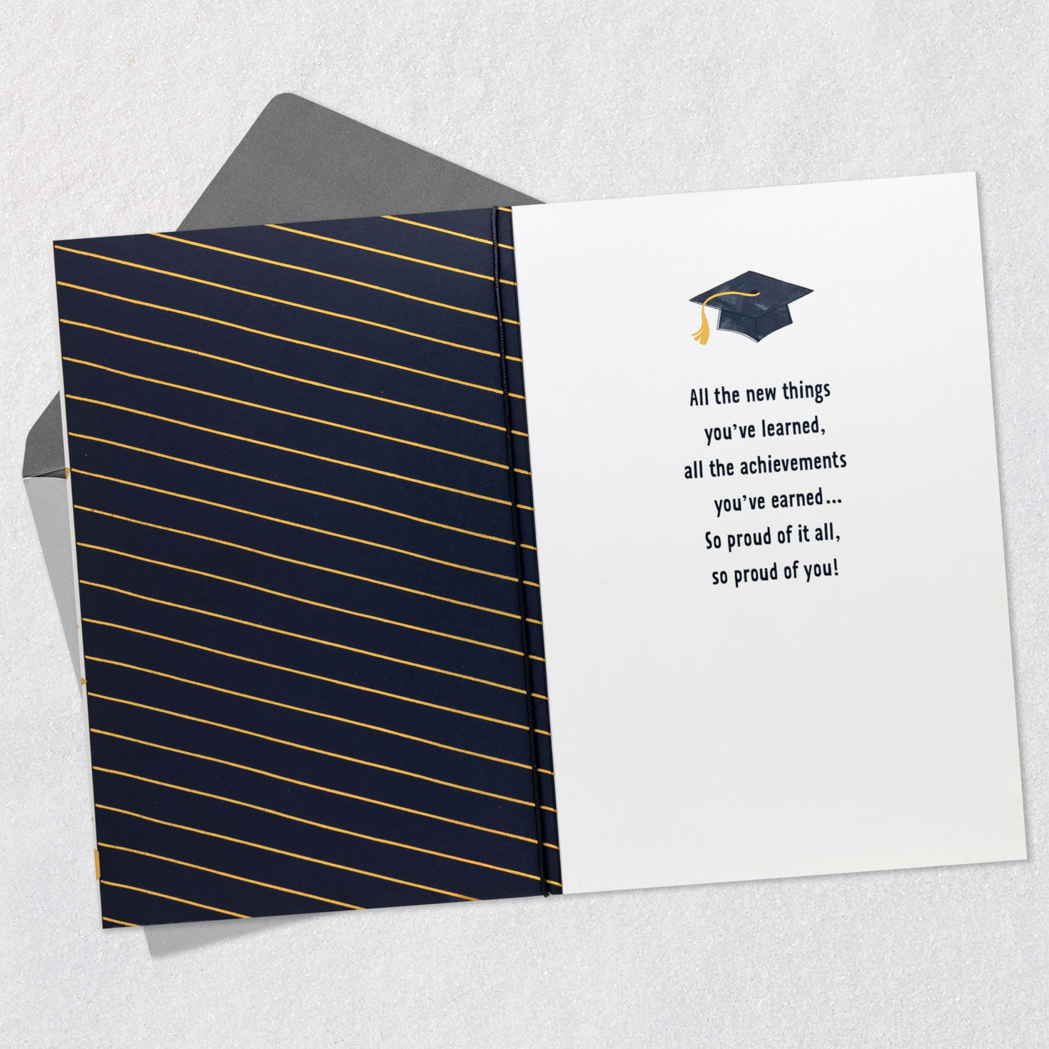 Black and Gold Confetti Class of 2026 Graduation Card Open card with envelope image number 3