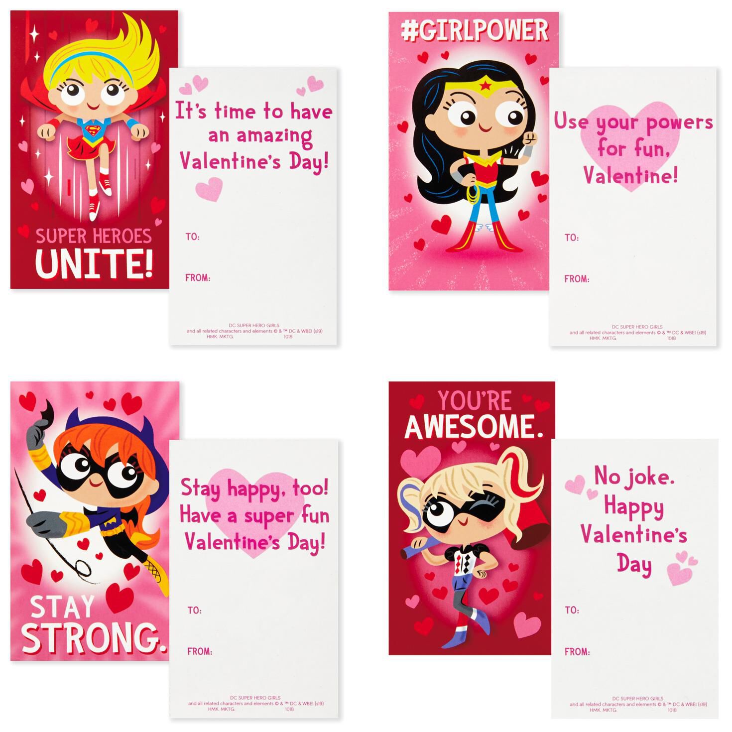 dc super hero girls kids valentines with stickers pack of 32 kids valenties