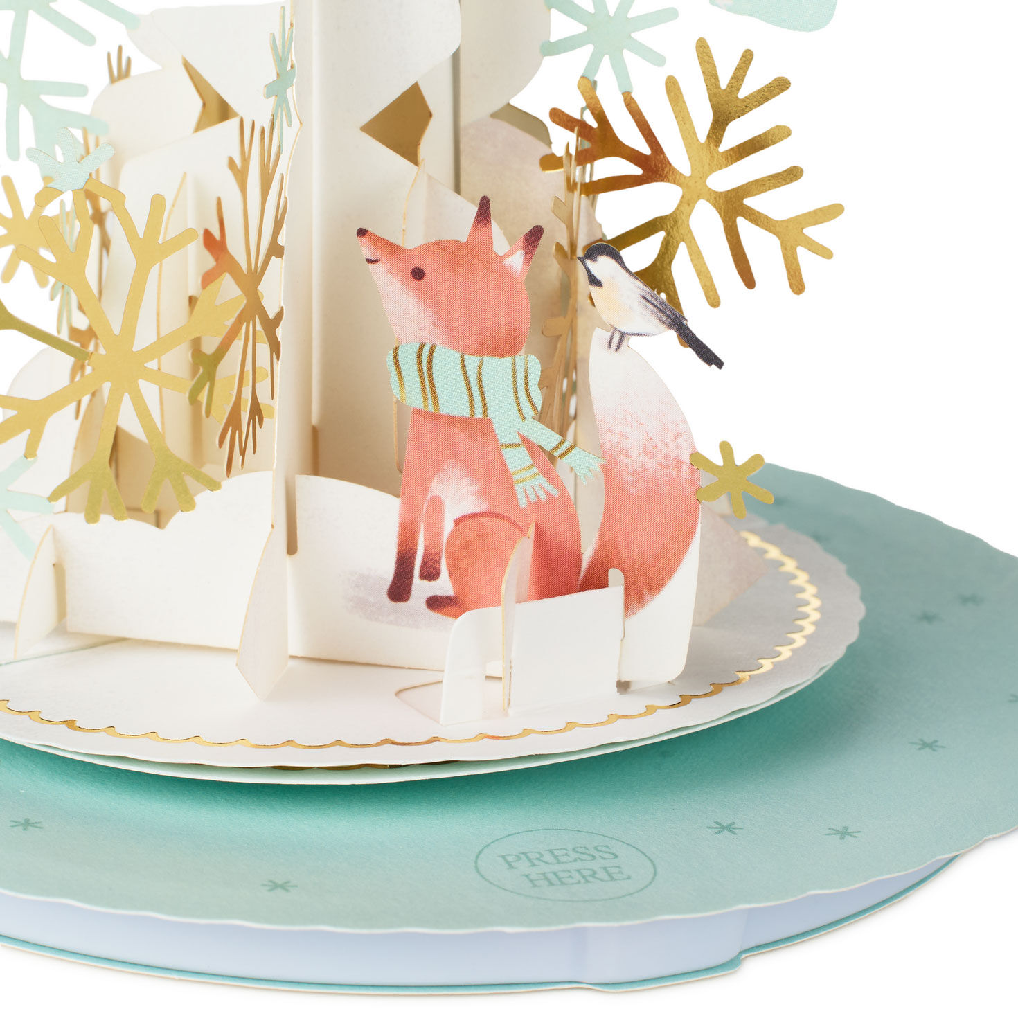 Pop-up Snowman and Fox Christmas Card Pop-up Card Detail image number 7