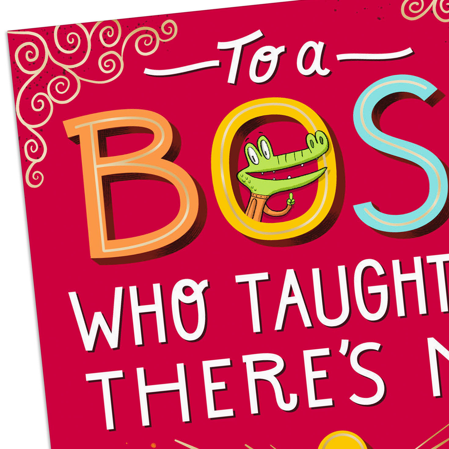 Alligator Cartoon Funny Boss's Day Card Card Front Detail image number 4