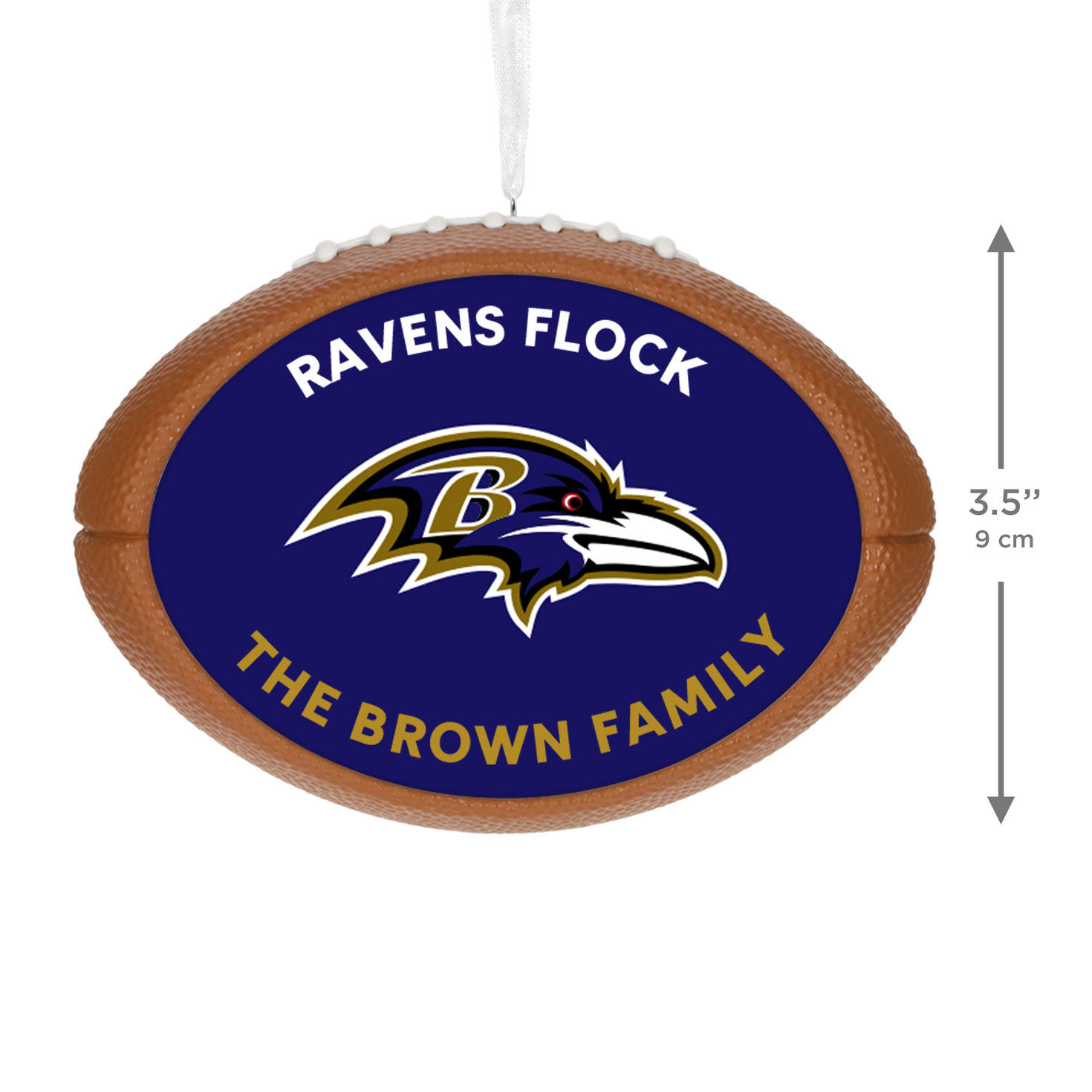 Ravens Football Personalized Text Ornament measurement image number 3