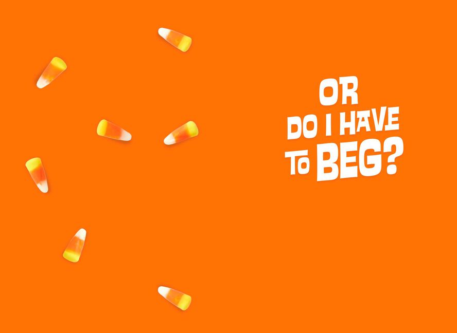 don t make me beg funny halloween card from the dog greeting cards