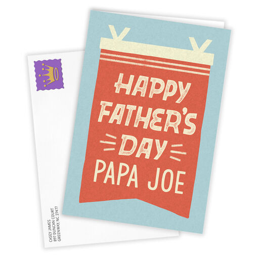 Personalized Red and White Pennant Father’s Day Card, 