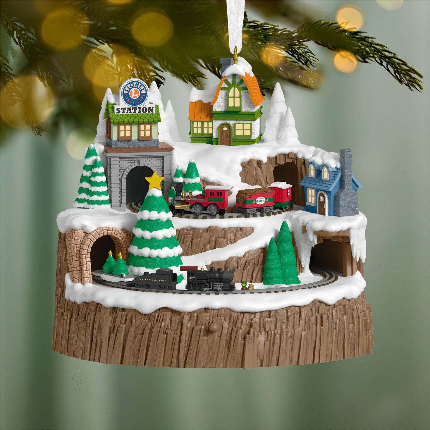 Lionel Train Mountain and Houses Keepsake Ornament  image number 2
