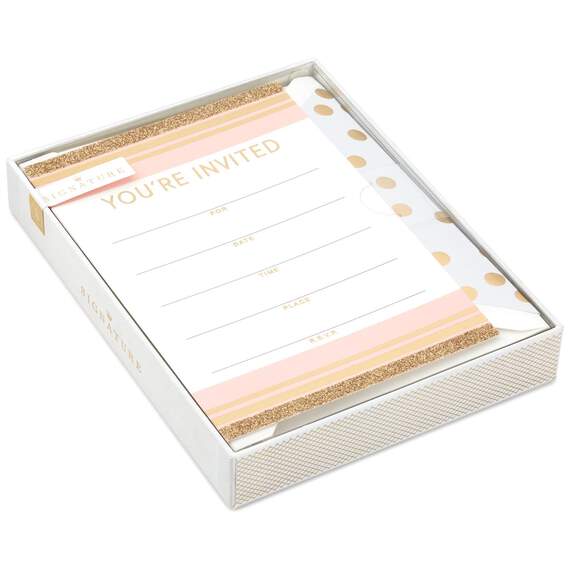 Pink and Gold Stripes Party Invitation, Box of 12, , large image number 3