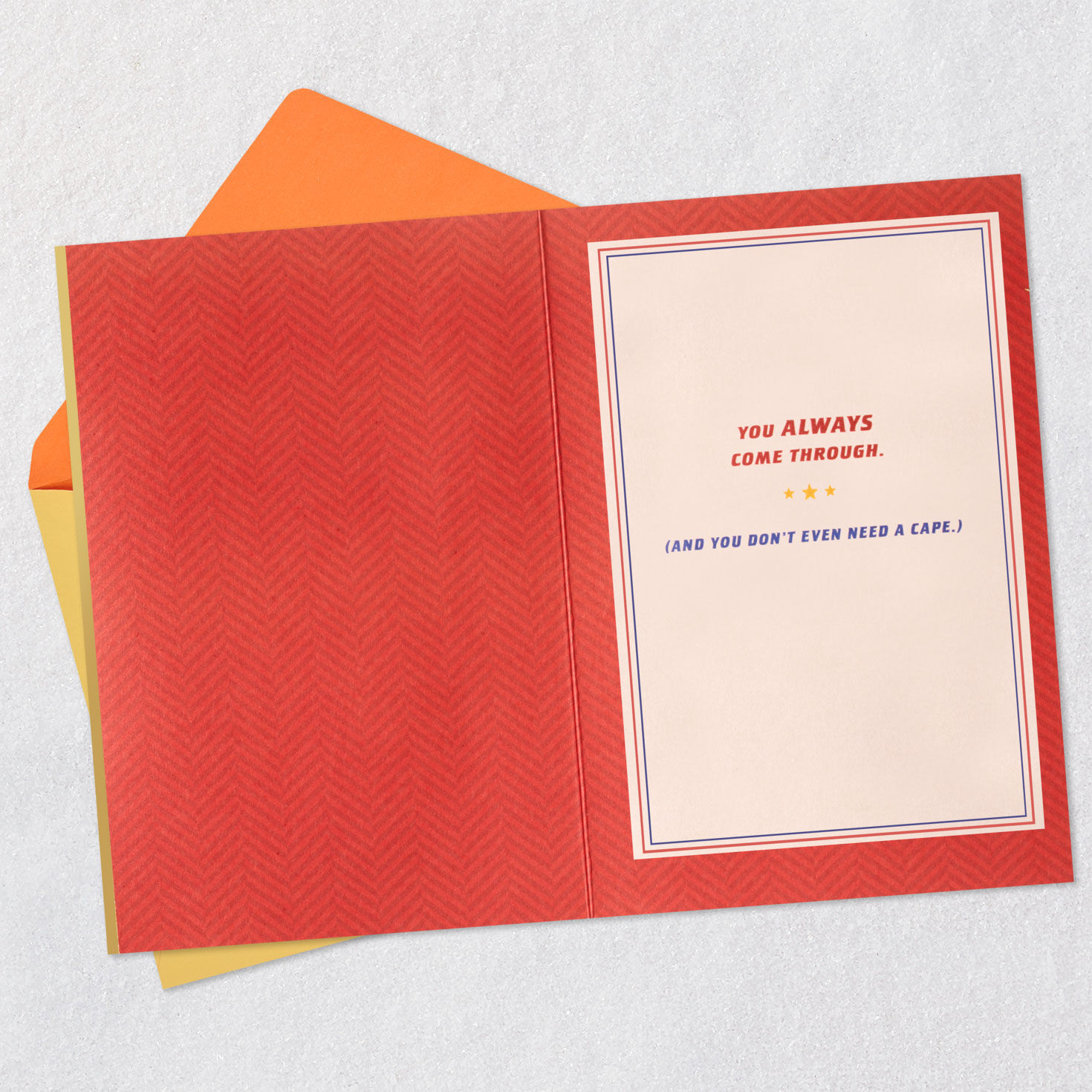 Superman S-Shield on Blue Friendship Card Open card with envelope image number 3