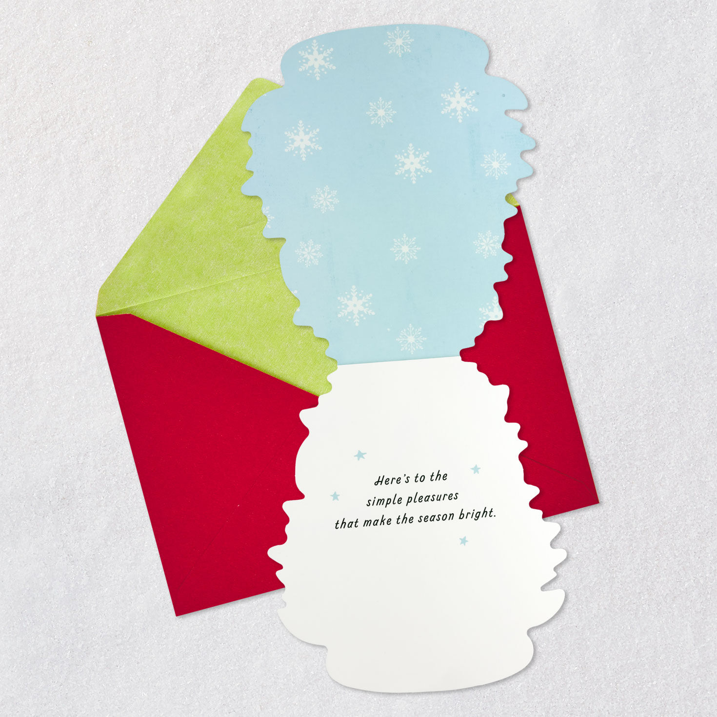Evergreen Tree-Shaped Christmas Card Open card with envelope image number 3