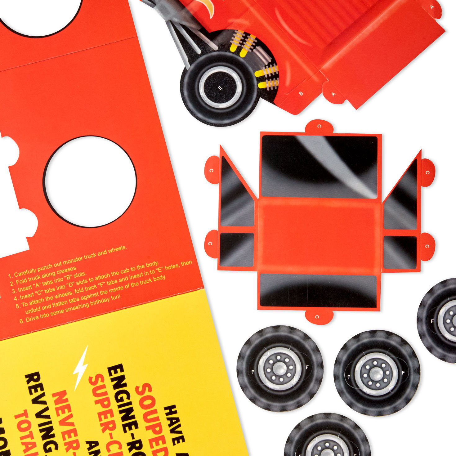 Monster Truck Kids Birthday Card With Papercraft Activity attachment detail image number 6