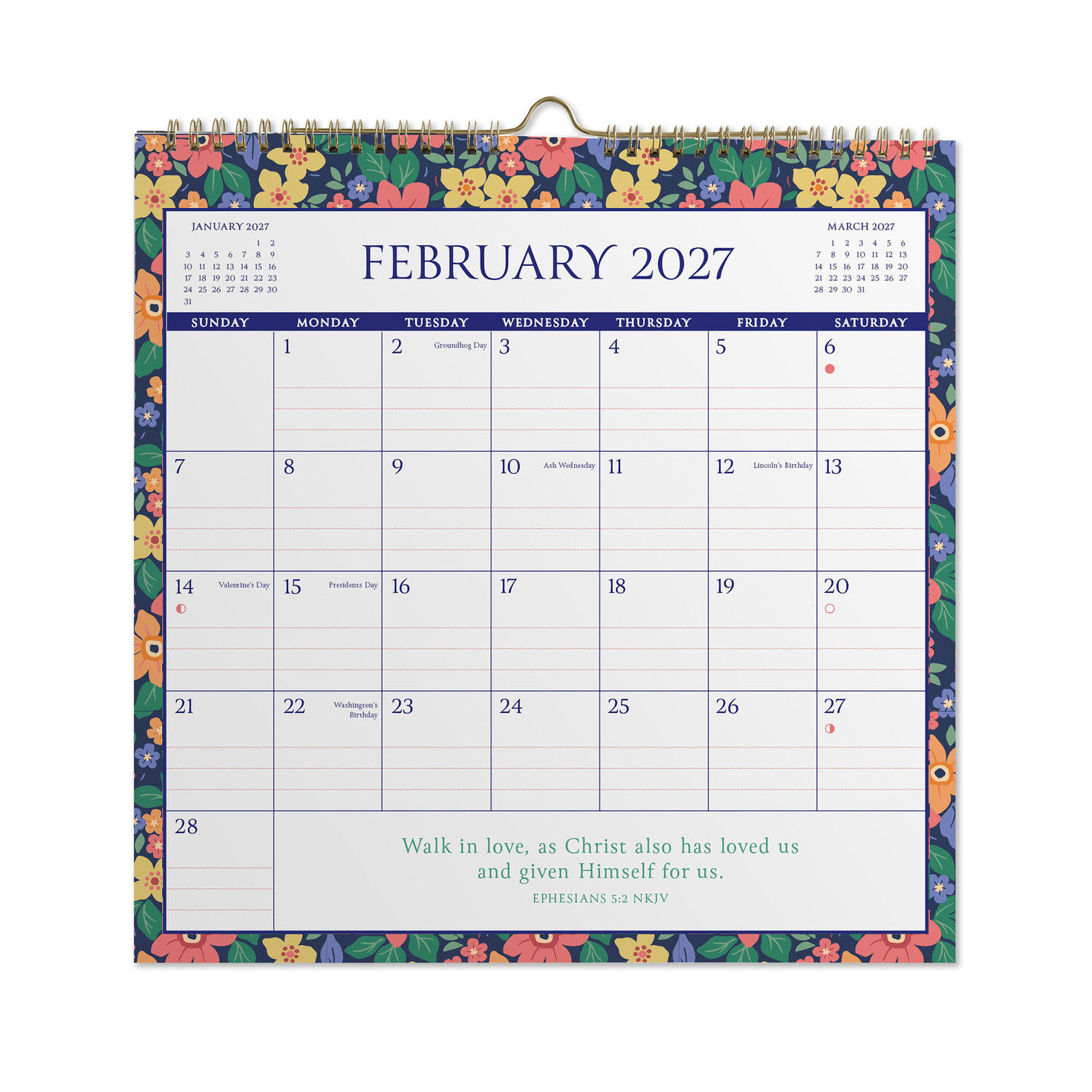 Bright Florals Faith 2027 7x7 Mini Wall Calendar inside page image number 4