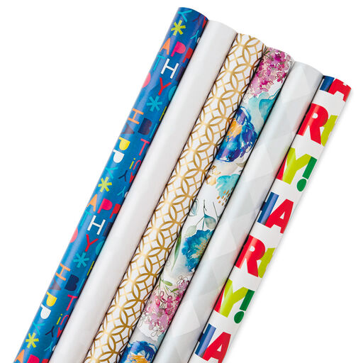 All Occasions Wrapping Paper Rolls, 6 Pack, 