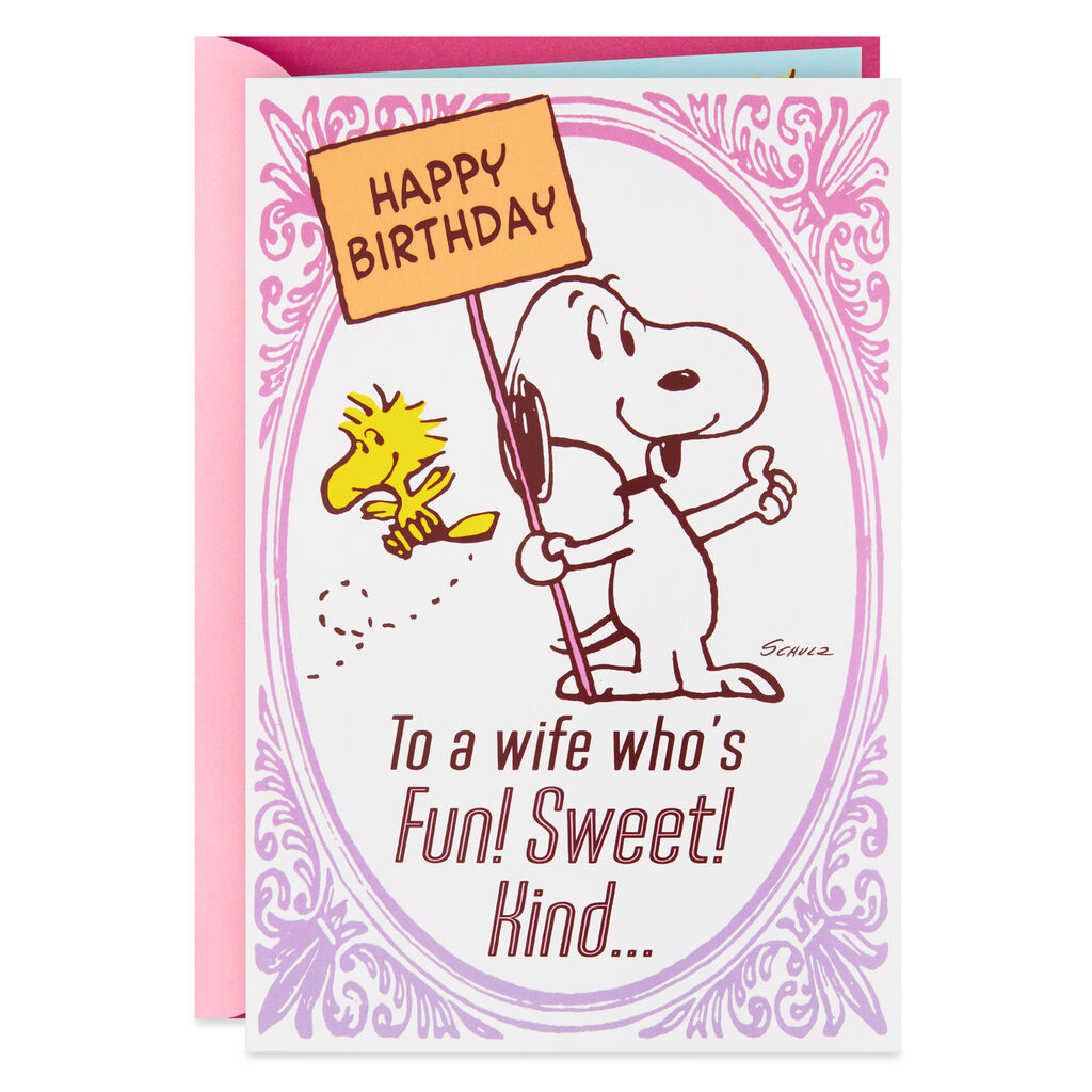 Peanuts Snoopy And Woodstock Sweet Wife Funny Birthday Card