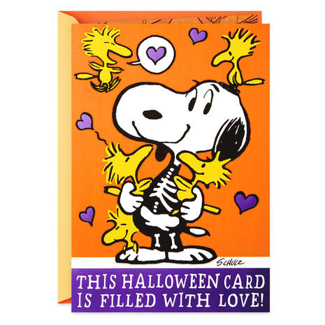 Peanuts® Snoopy and Woodstock Funny Pop-Up Halloween Card With Mini Cards, , large