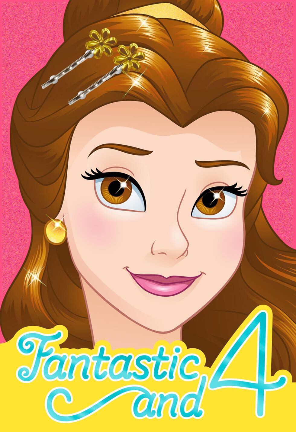 Disney Beauty and the Beast 4th Birthday Card With Barrettes