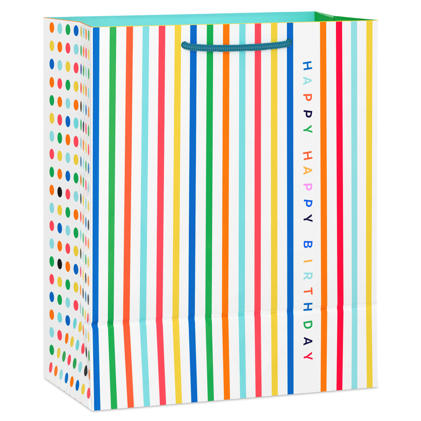 Multicolor Vertical Stripes Medium Birthday Gift Bag Back image number 6