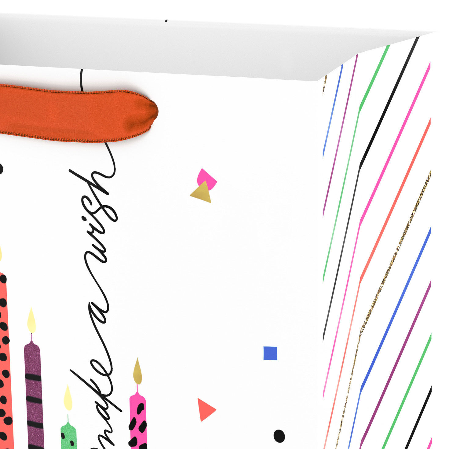 Make a Wish Candles Medium Birthday Gift Bag Handle Detail image number 4