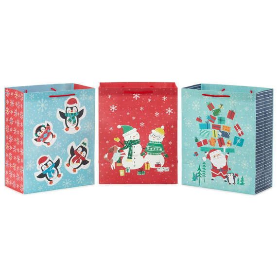 13" Winter Fun 3-Pack Assortment Large Christmas Gift Bags, , large image number 6