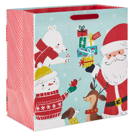 15" Santa and Friends Extra-Deep Christmas Gift Bag, , large