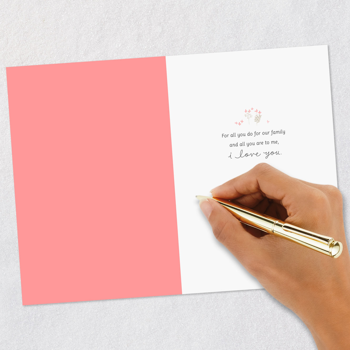 Family Under Willow Tree Mothers Day Card for Wife signing card image number 6