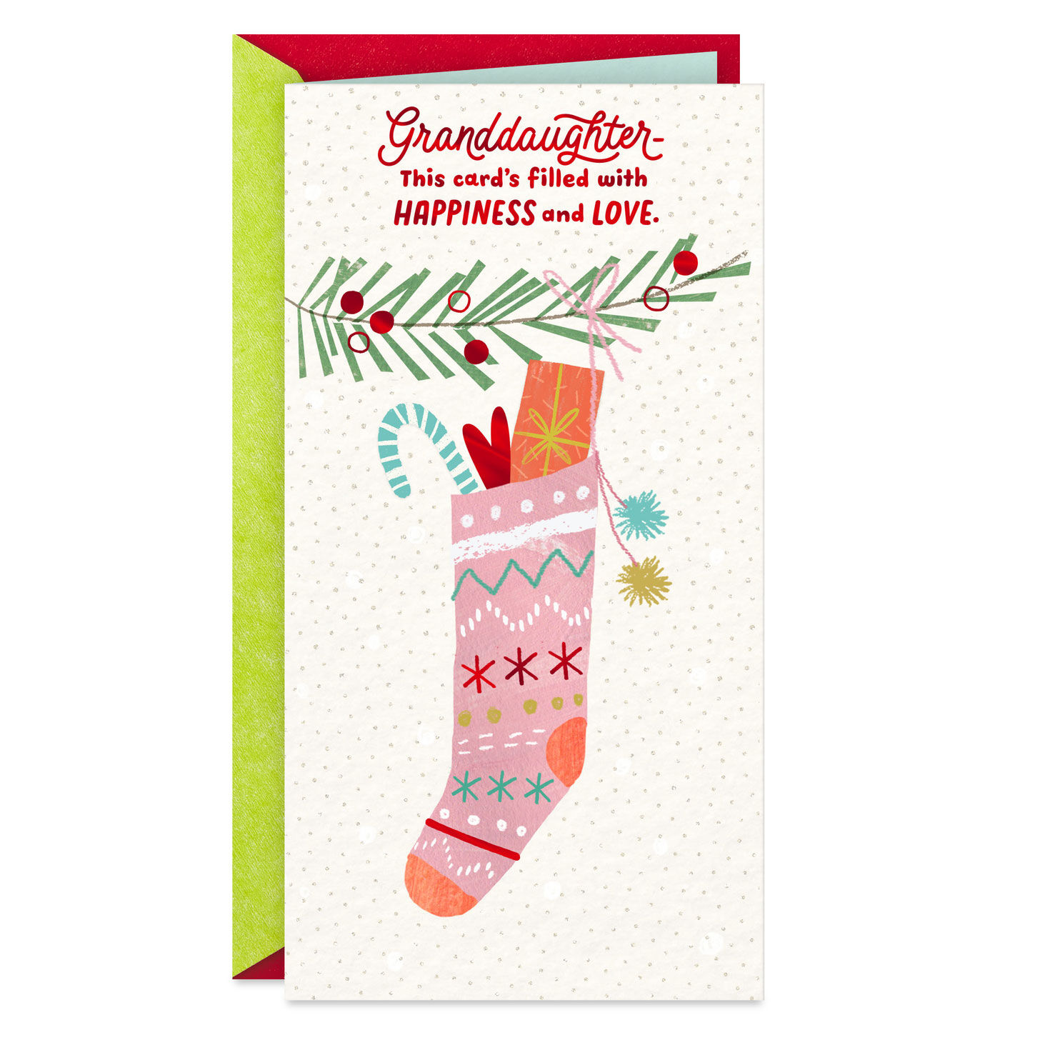 Happiness and Love Money Holder Christmas Card for Granddaughter