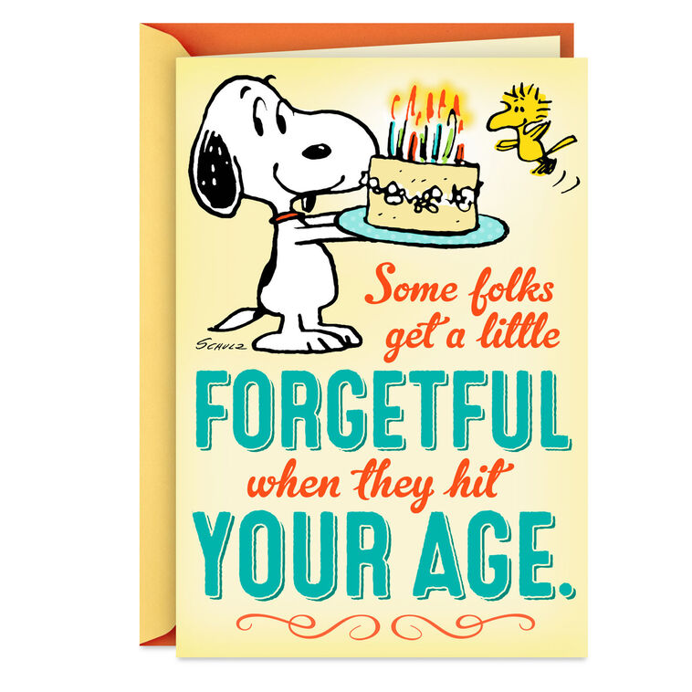 Peanuts® Snoopy and Woodstock Forgetful Funny Birthday Card
