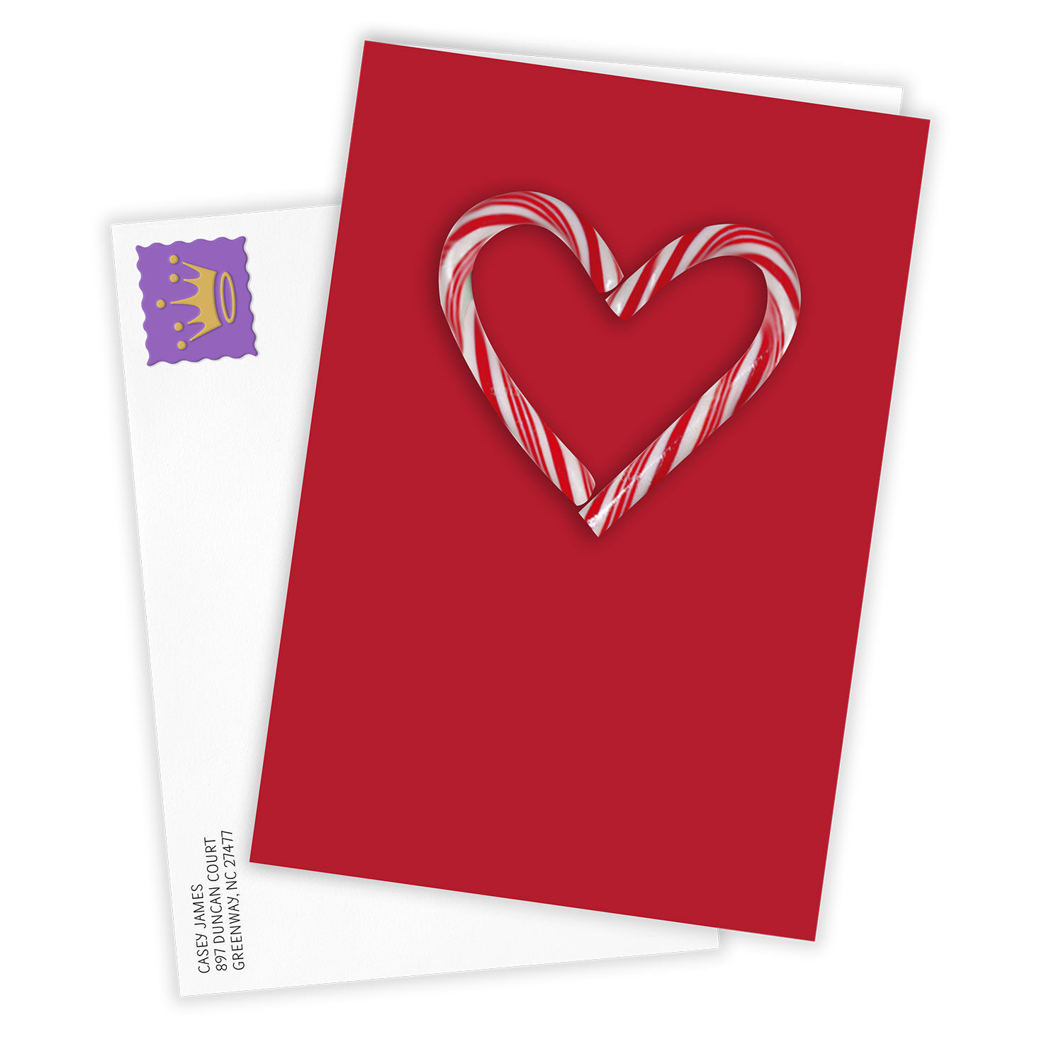 Candy Cane Heart Custom Holiday Card, , large image number 2