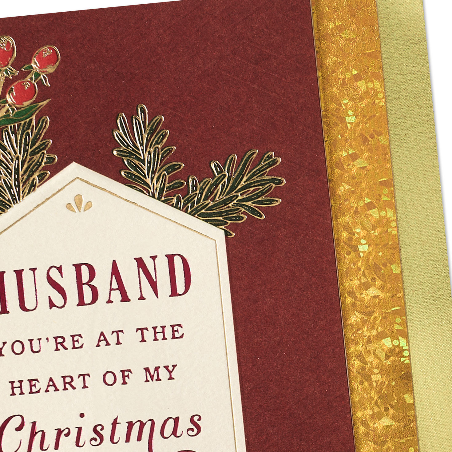 Pine Cones on Red Christmas Card Card Front Detail image number 6