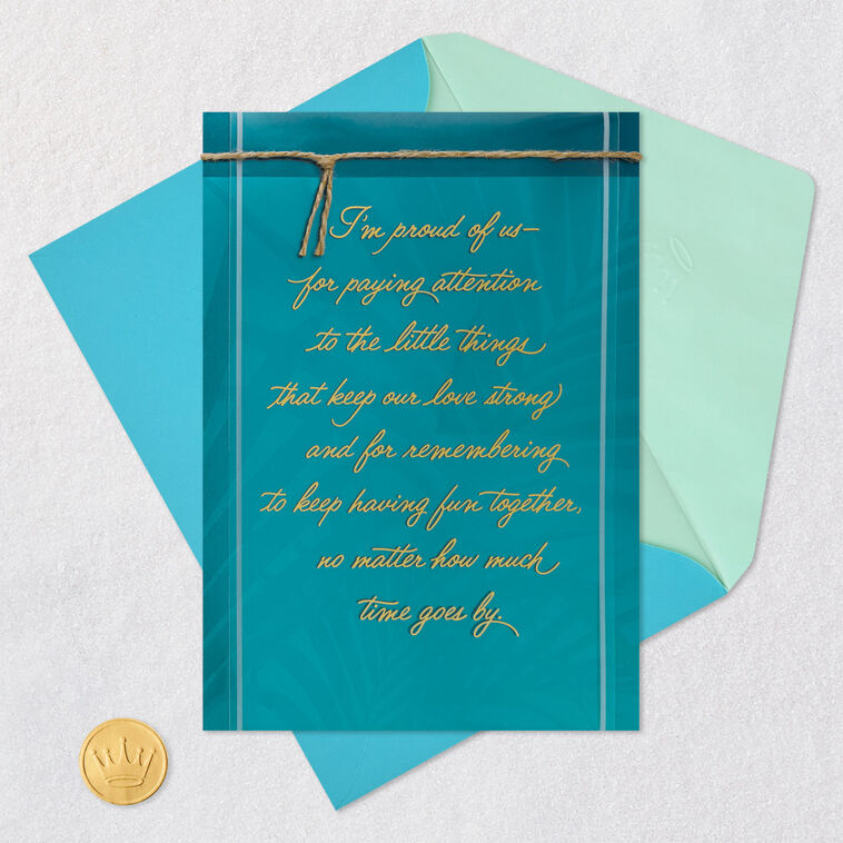 Blue Tropical Leaves Anniversary Card  image number 6