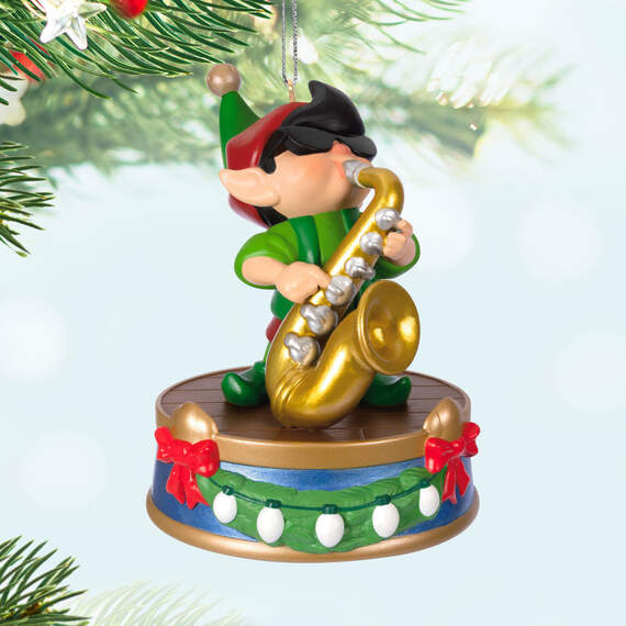 North Pole Tree Trimmers Band Collection Stuey On Sax Musical Ornament With Light, , large image number 2