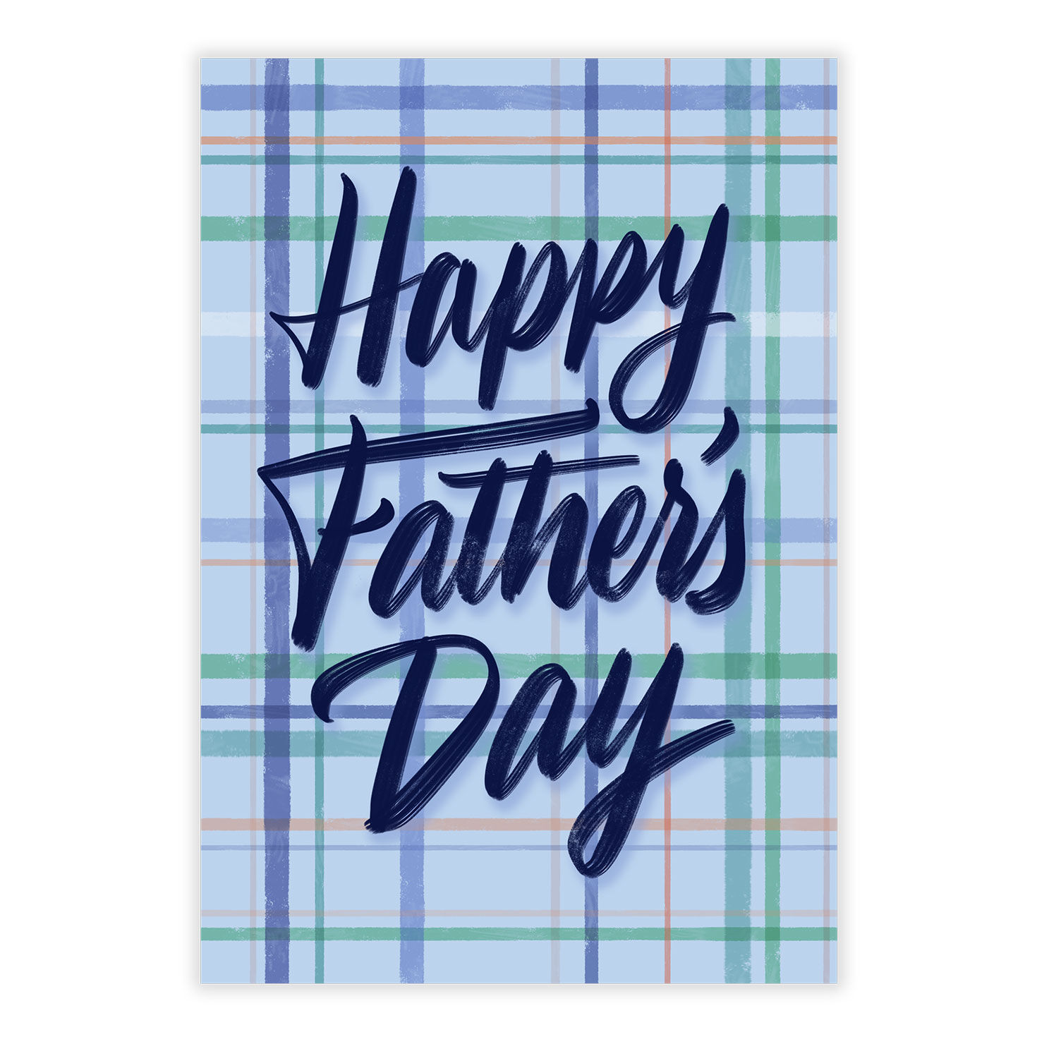 Blue Green Plaid Personalized Father's Day Card front image number 2