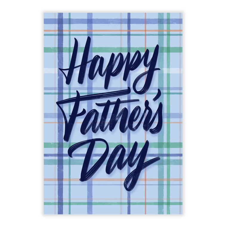 Blue Green Plaid Personalized Father's Day Card front image number 2