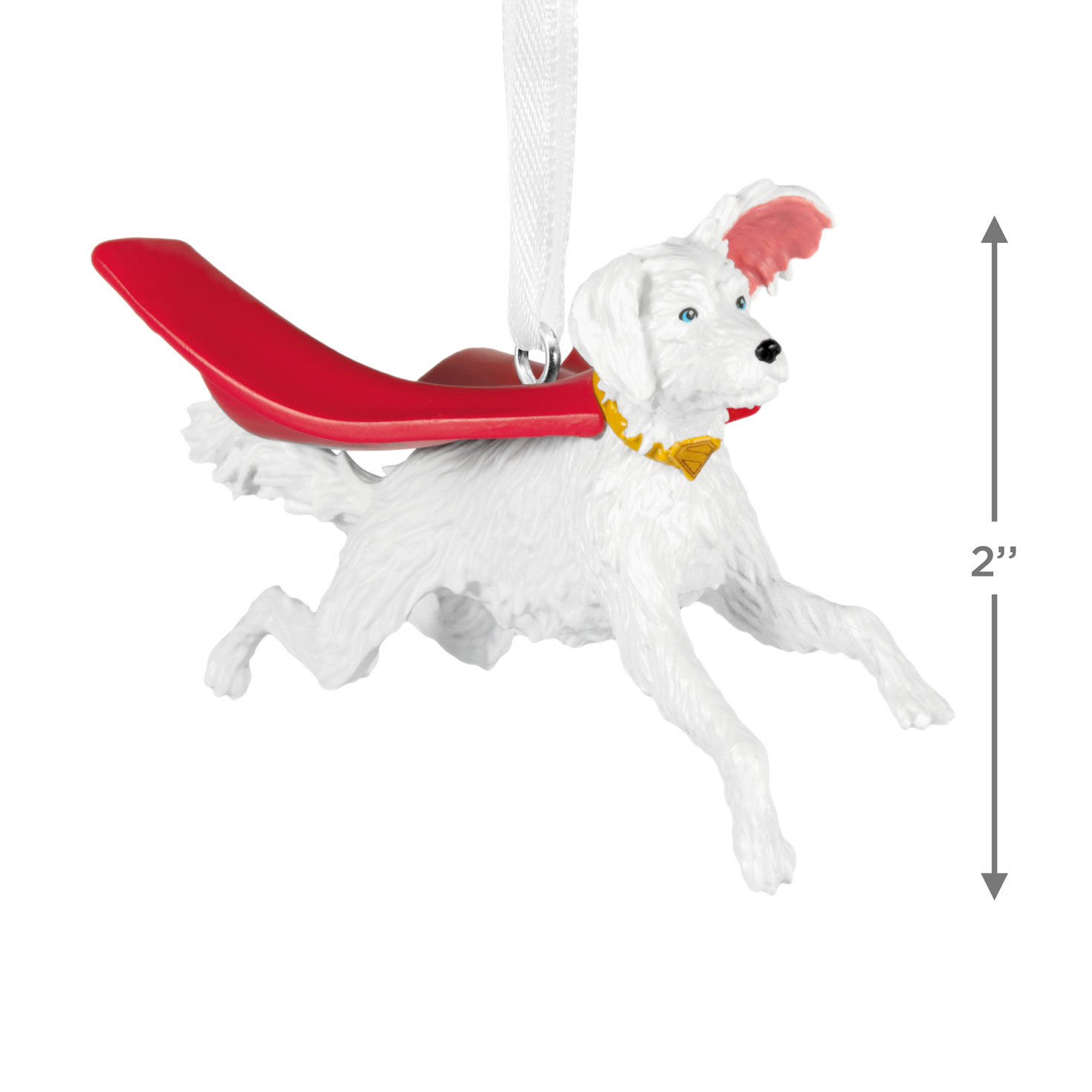 Superman White Dog Christmas Ornament measurement image number 3