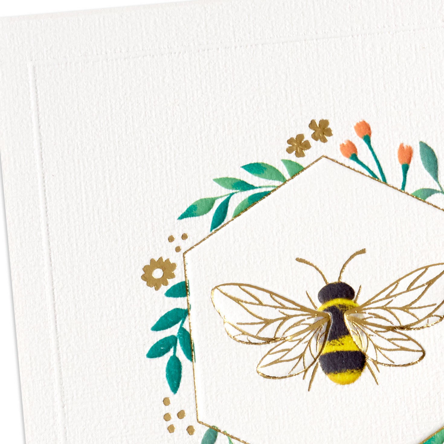 Flowers and Bee Signature Blank Card Card Front Detail image number 3
