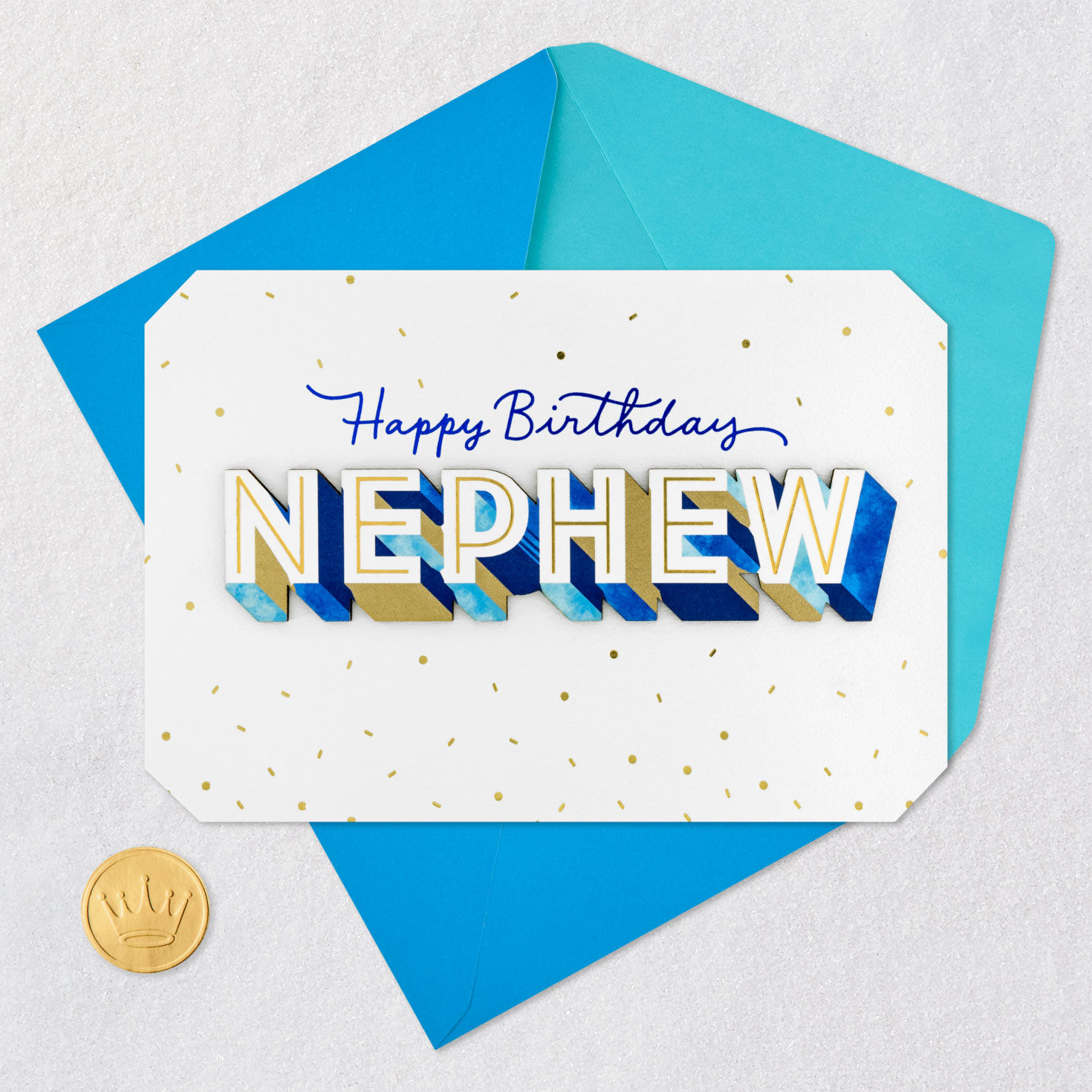 Art Deco Lettering Birthday Card for Nephew Card Front with Envelope and Gold Seal image number 5