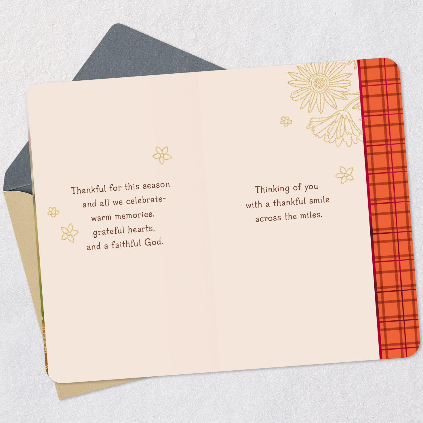 Mailbox and Flowers Religious Thanksgiving Card Open card with envelope image number 3