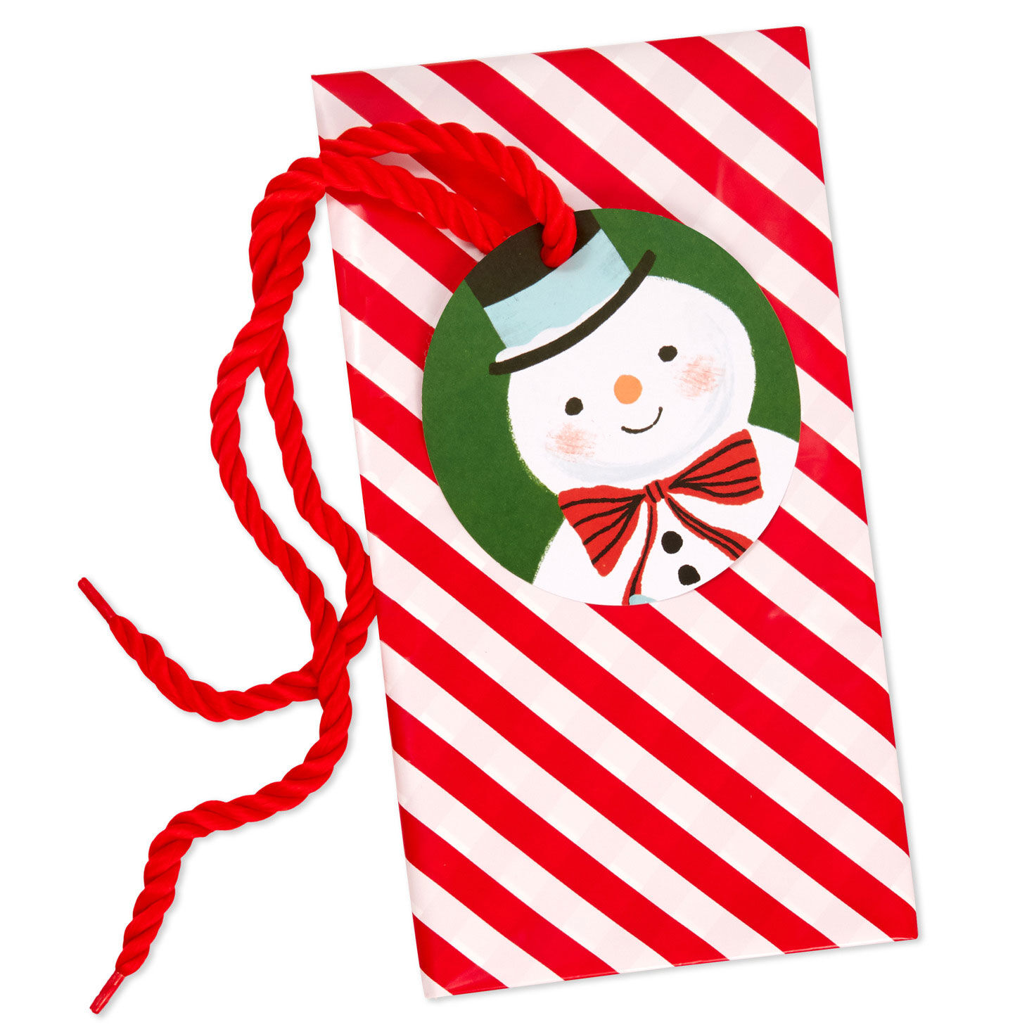 Snowman Plastic Christmas Gift Bag With Tag and Tie flat image number 3