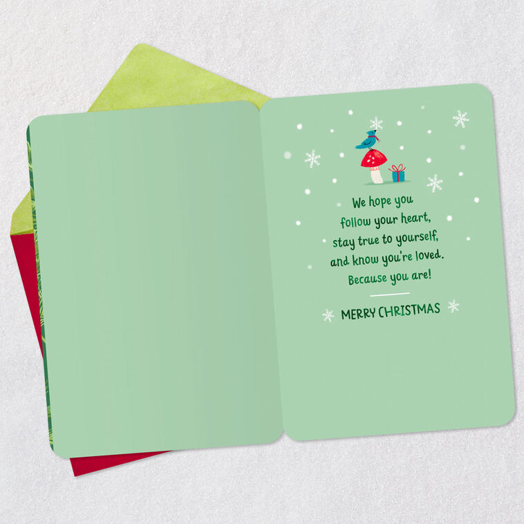 Gnome and Mushroom Granddaughter Christmas Card Open card with envelope image number 3