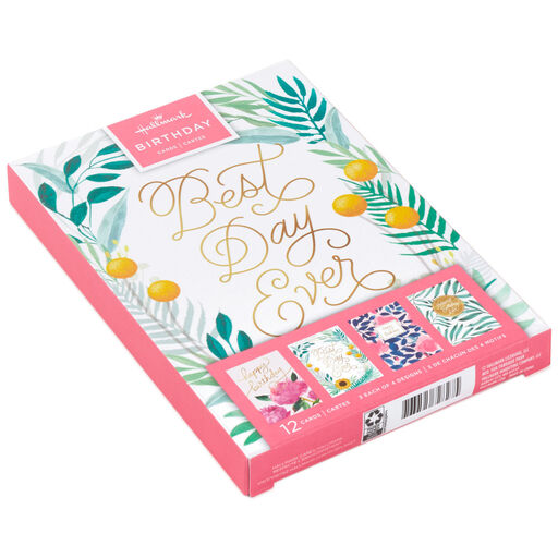 Assorted Floral Birthday Cards, Pack of 12, 