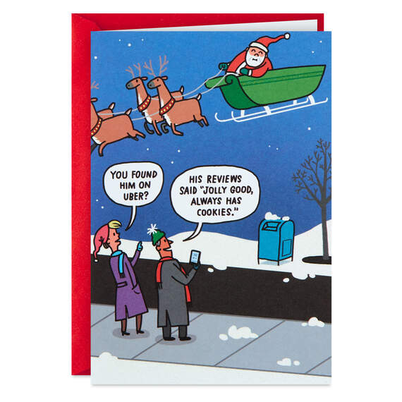 Jolly Good Santa Uber Driver Funny Christmas Card, , large image number 1
