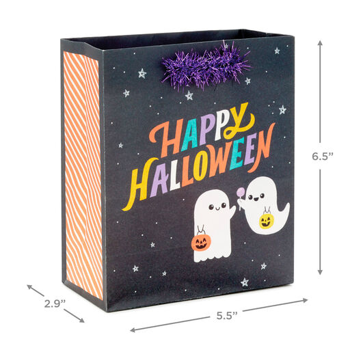 6.5" Ghosts on Black Small Halloween Gift Bag, 