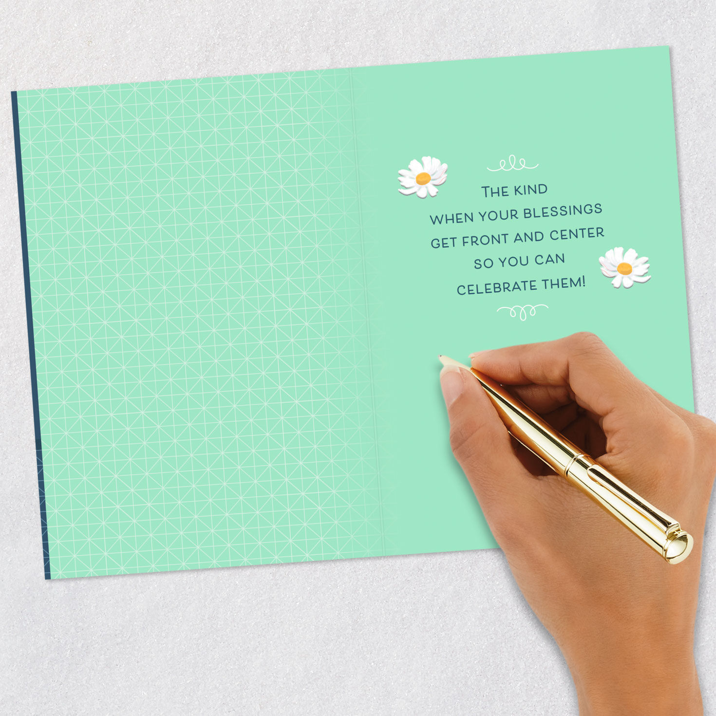 Daisy Vase on Navy Blue Birthday Card Signing card image number 6