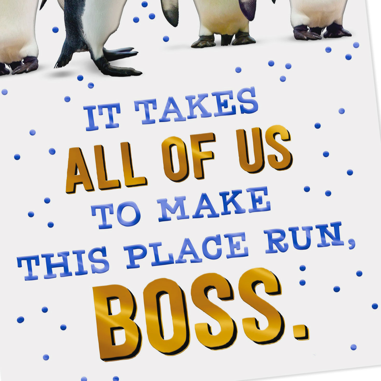 Penguins in Snow Funny Boss's Day Card From All Card Front Detail image number 5