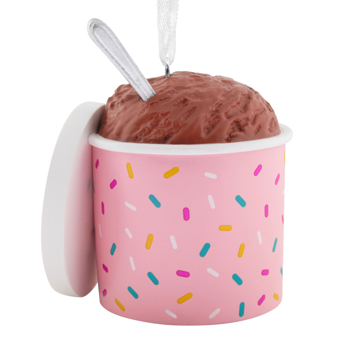Chocolate Ice Cream in Pink Carton Christmas Ornament Back image number 6
