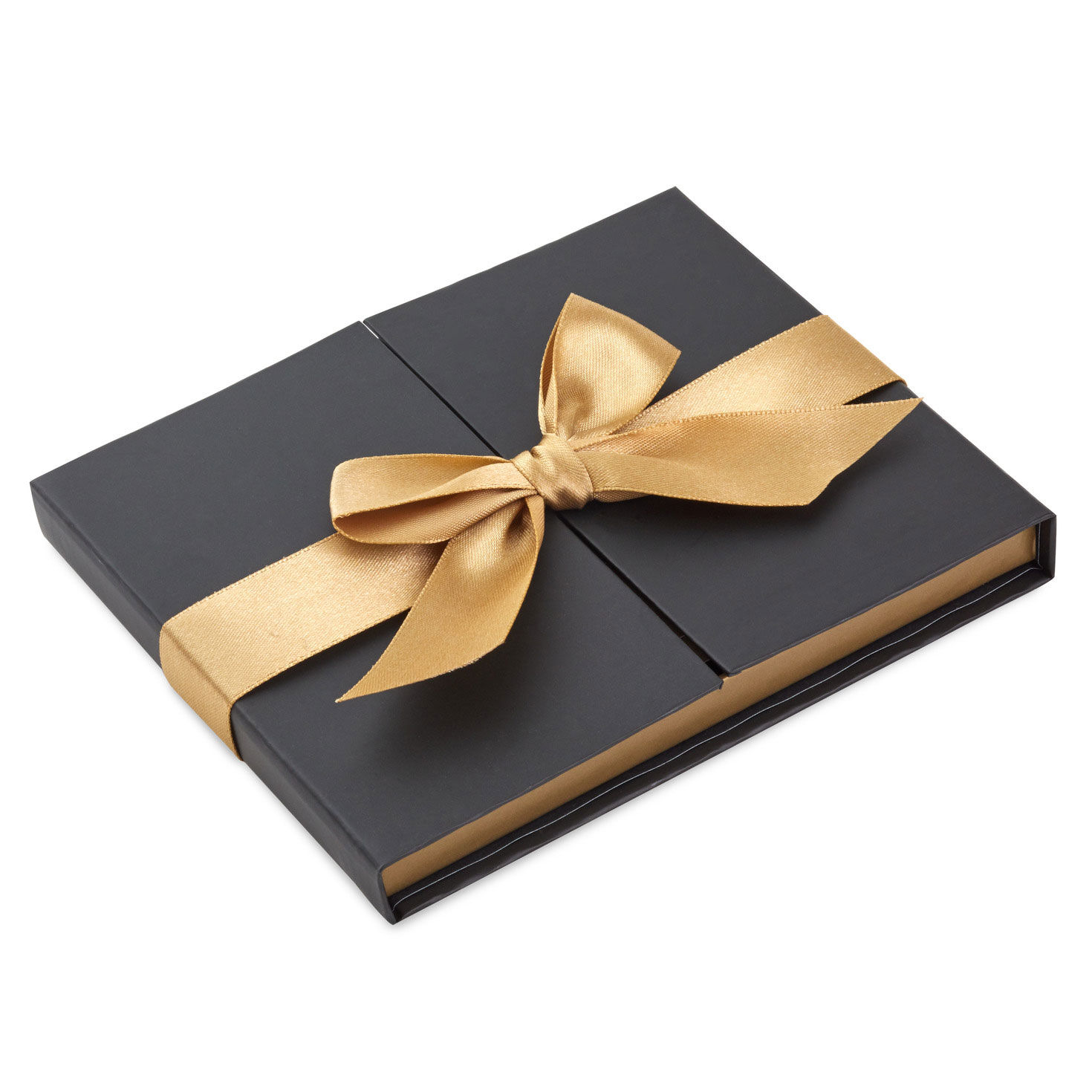 4.5 Black Gift Card Holder Box With Gold Satin Bow