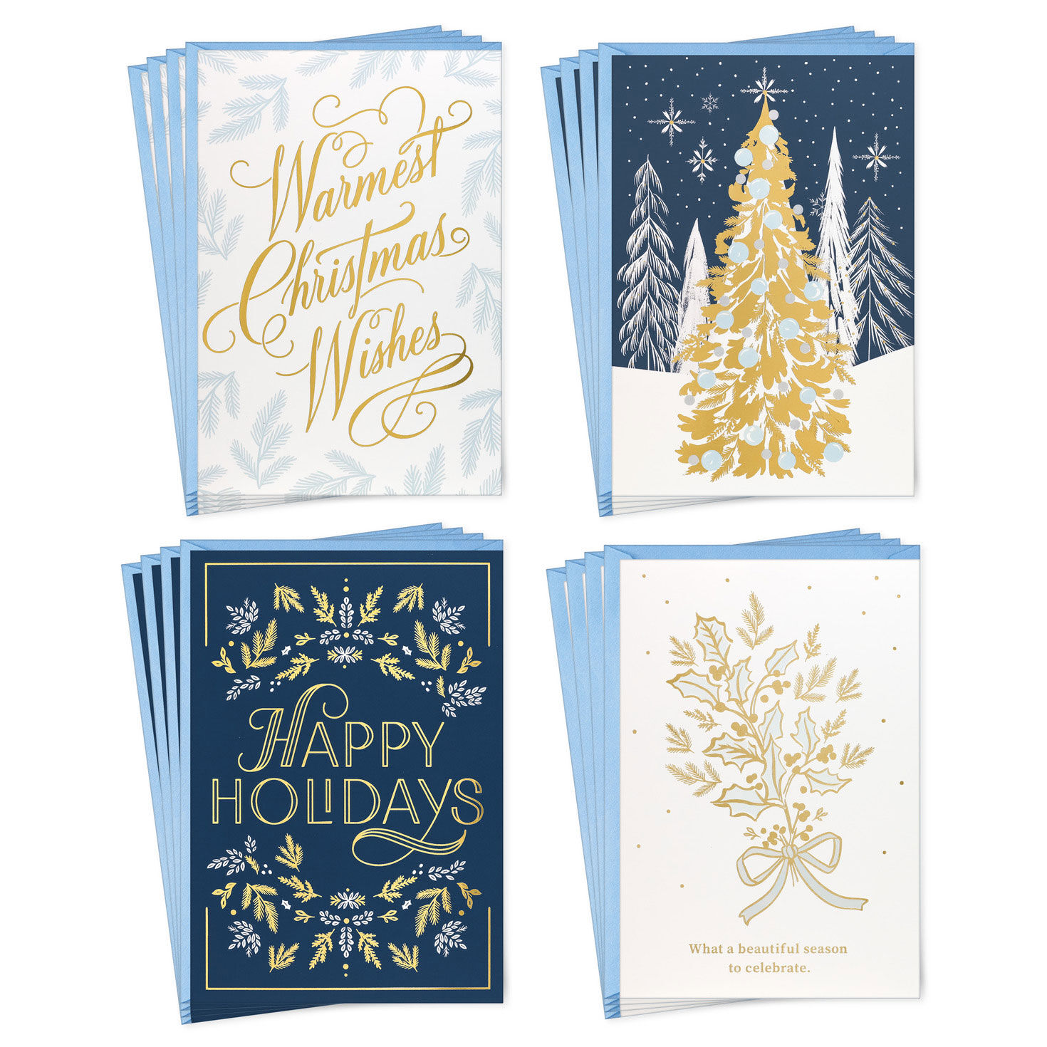 Elegant Wishes Assorted Boxed Christmas Cards, Pack of 16