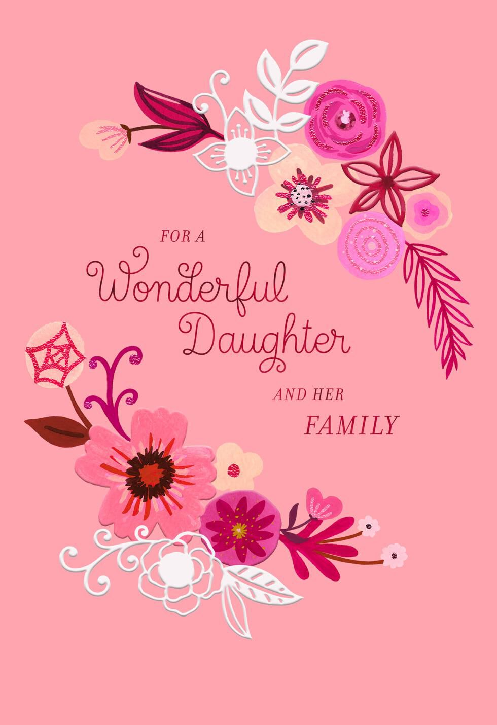 Floral Valentine's Day Card for Daughter and Her Family