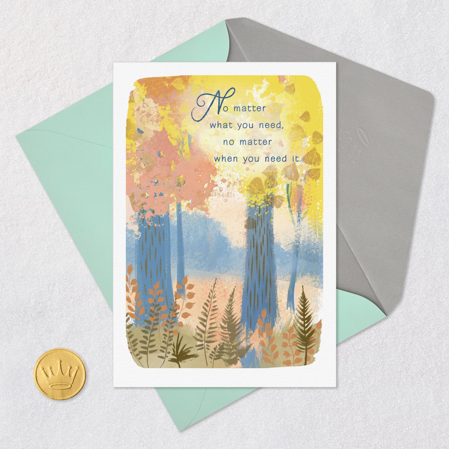 Wooded Landscape Scene Encouragement Card Card Front with Envelope and Gold Seal image number 5