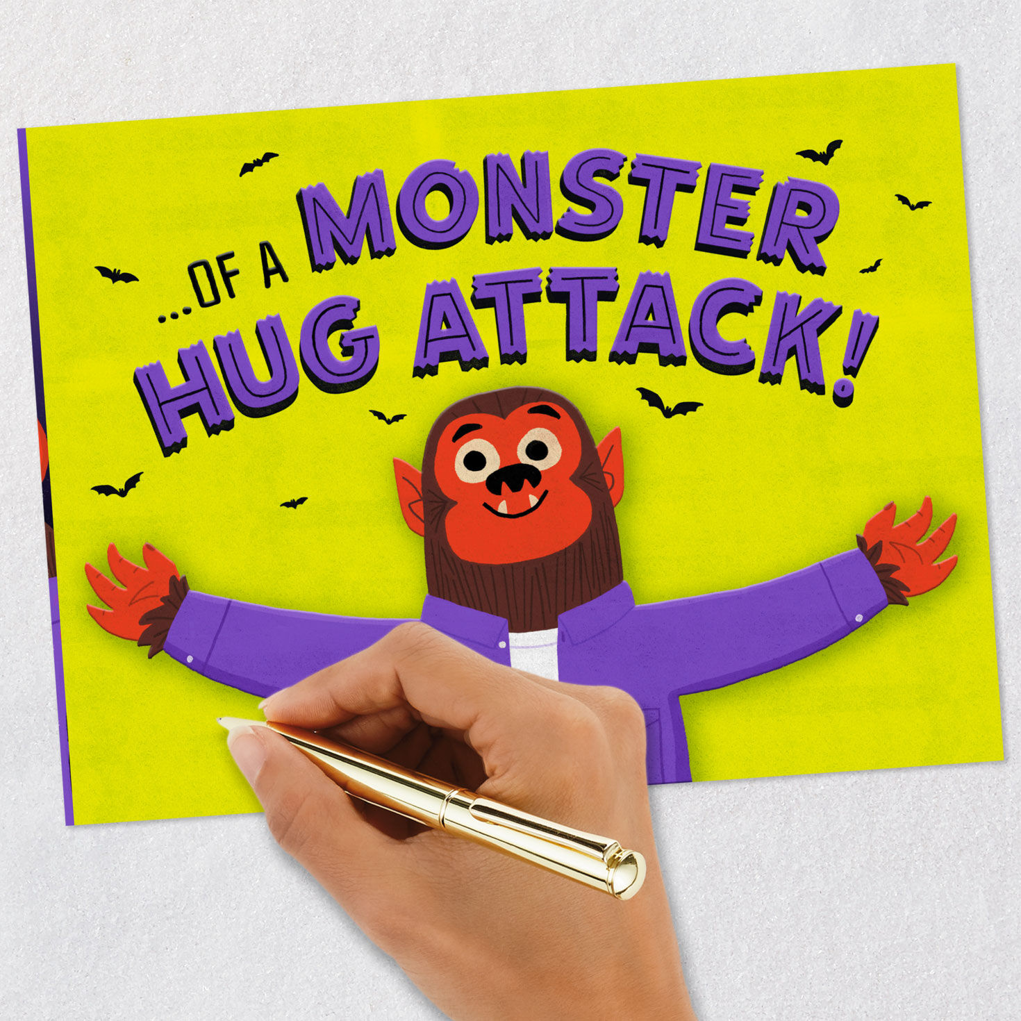 Red Werewolf Funny Halloween Card signing card image number 5