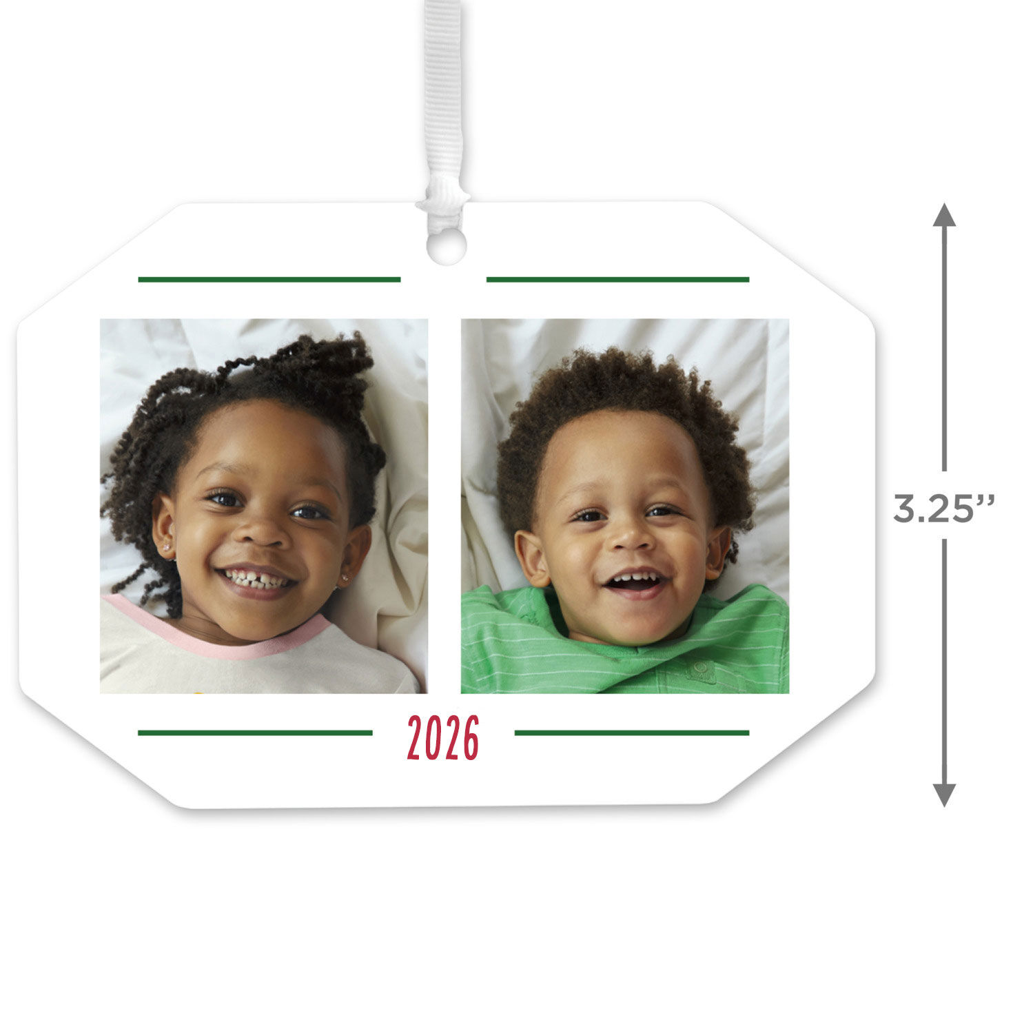 Two-Photo Personalized Christmas Ornament measurement image number 3