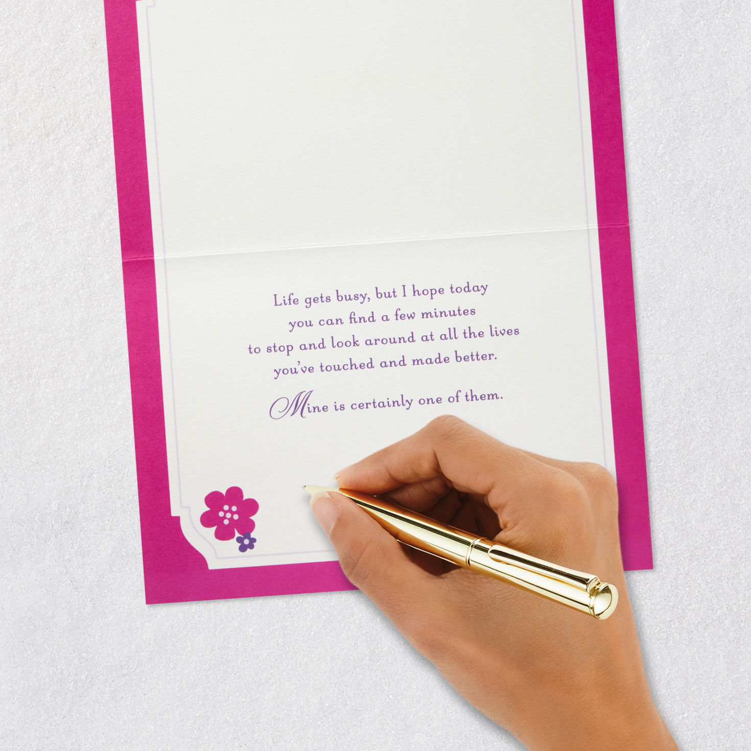 Purple Flower Frame on Lavender Mother's Day Card Signing card image number 6