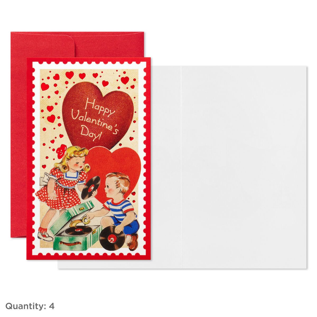 Vintage Hearts Kids Mini Assorted Valentines, Pack of 12